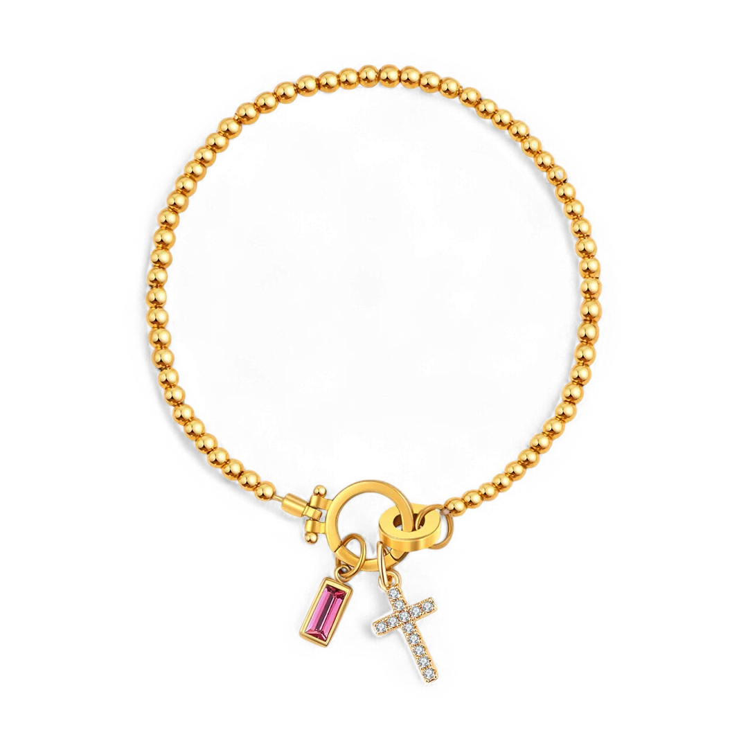 Cross Birthstone Bracelet