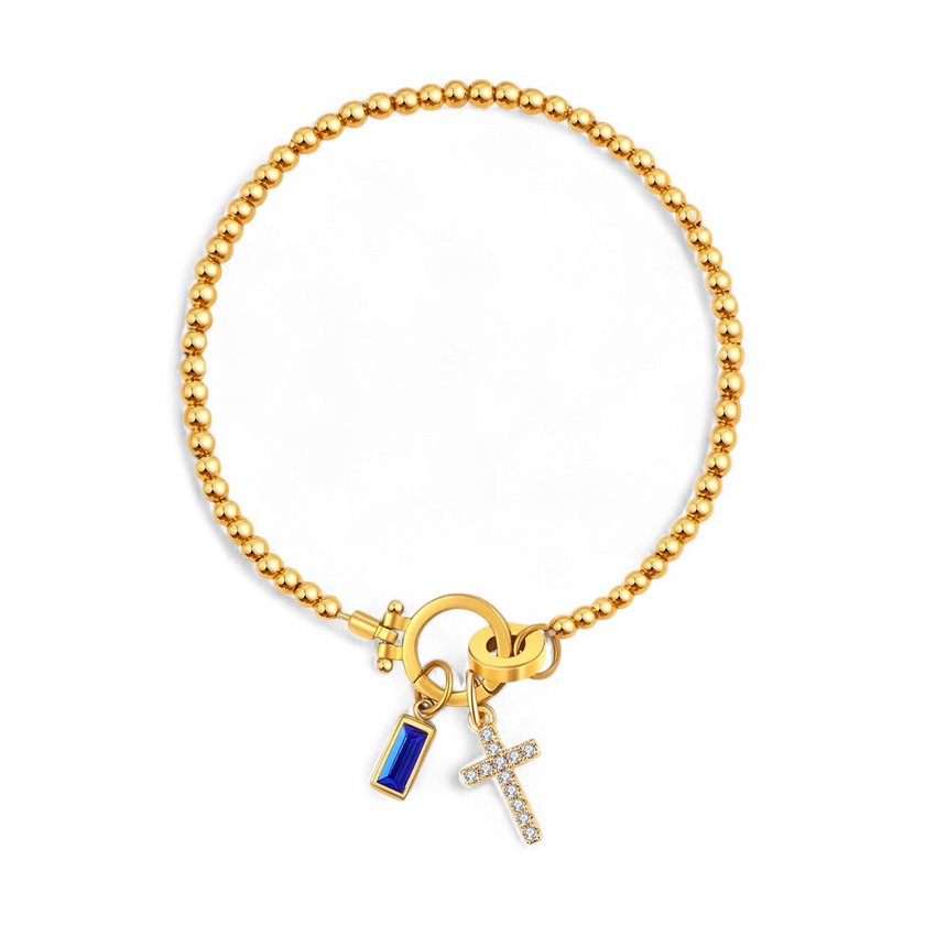 Cross Birthstone Bracelet