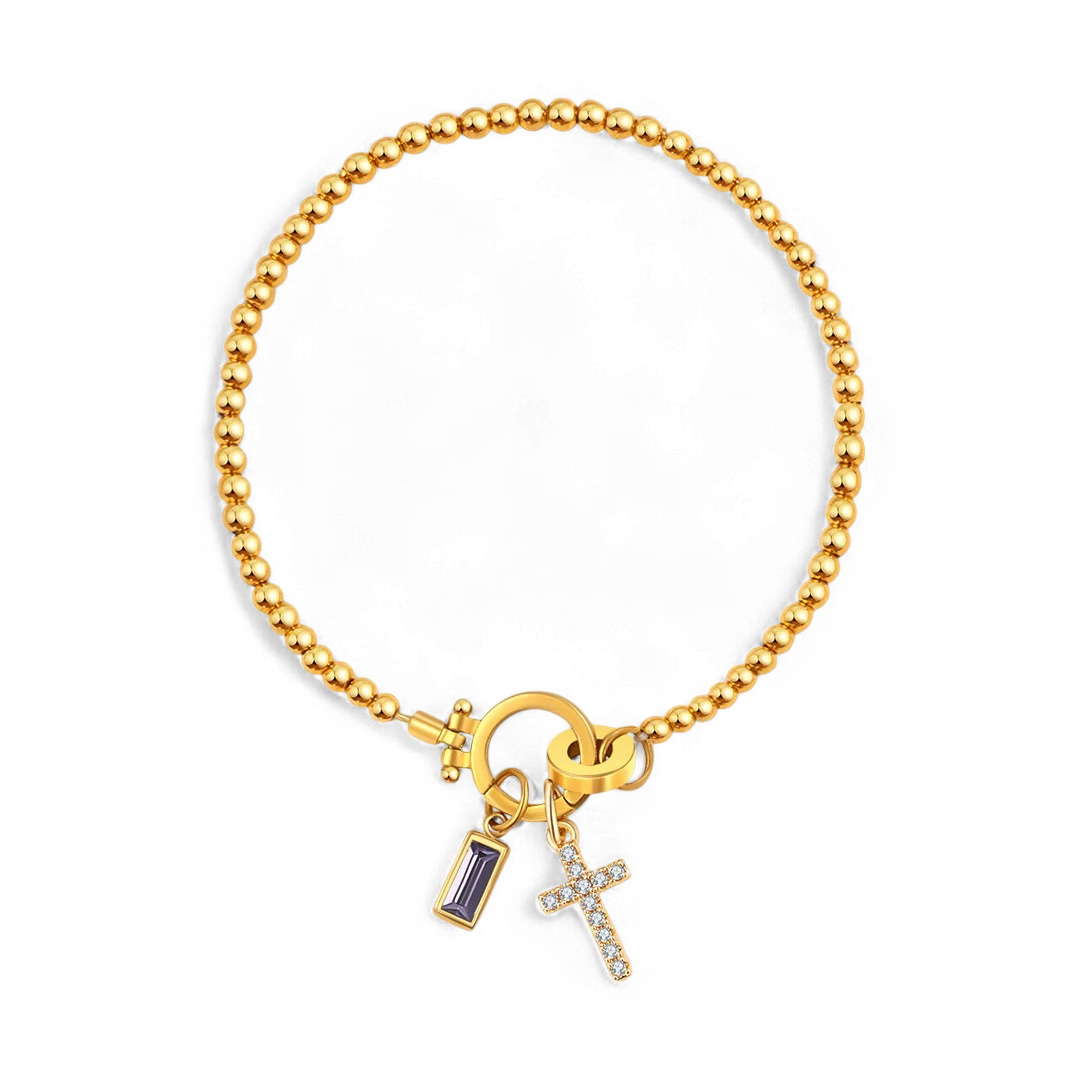 Cross Birthstone Bracelet