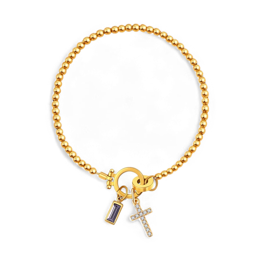 Cross Birthstone Bracelet
