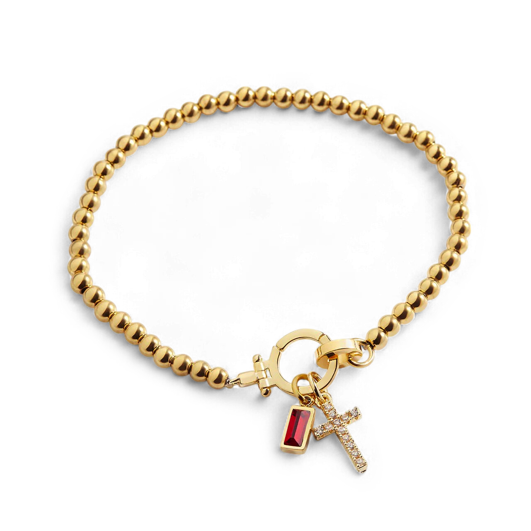 Cross Birthstone Bracelet