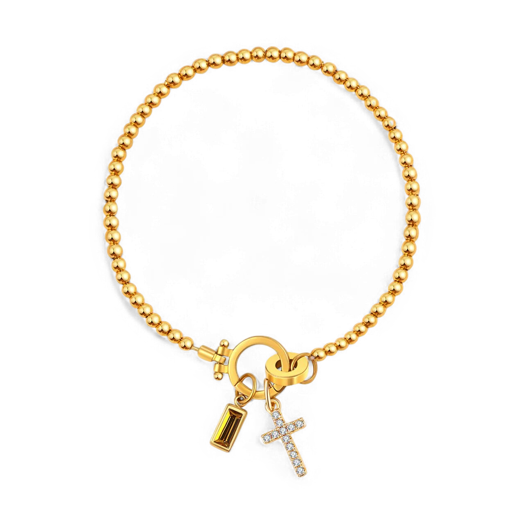 Cross Birthstone Bracelet