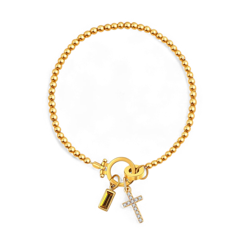 Cross Birthstone Bracelet
