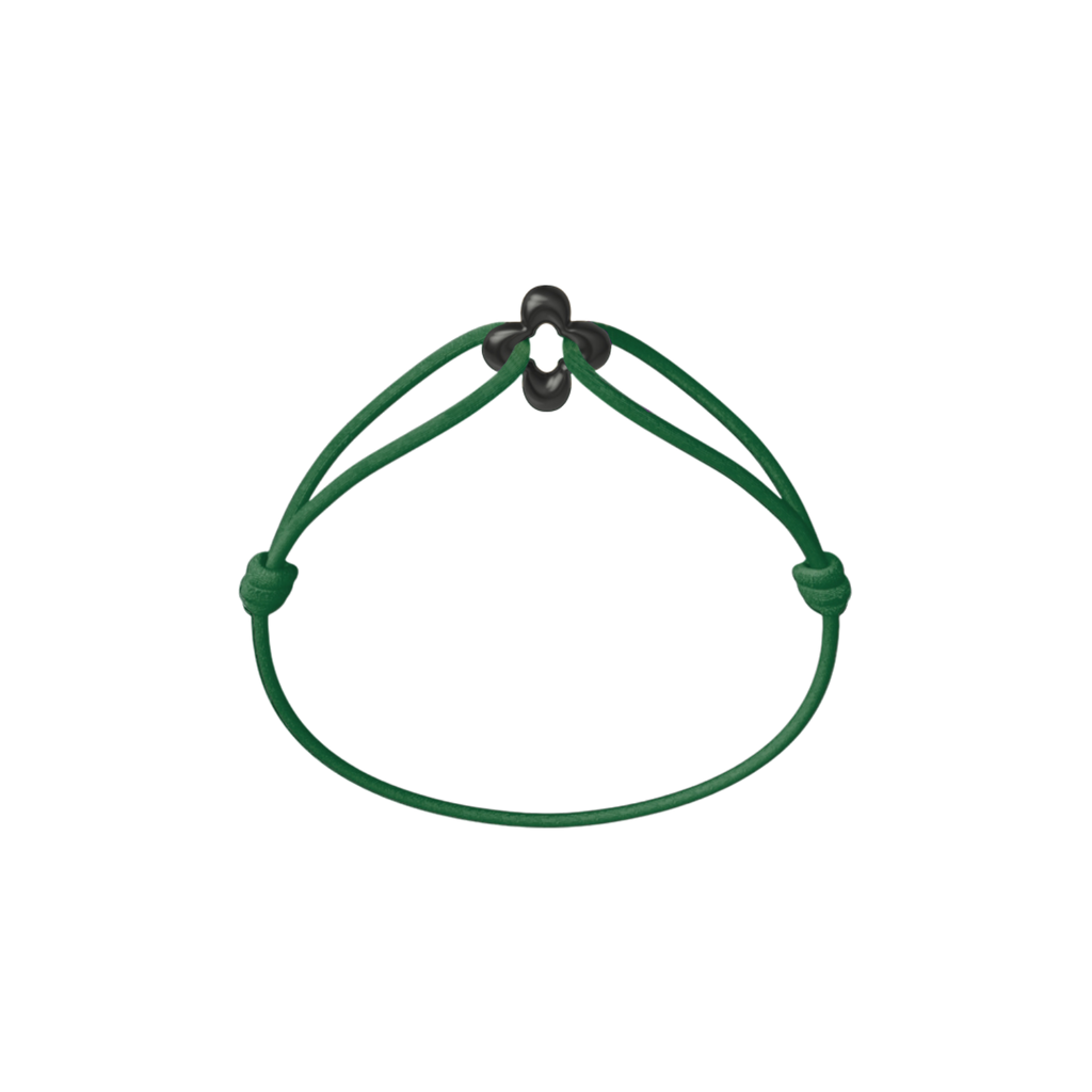 Mini Black Clover Cord Bracelet
