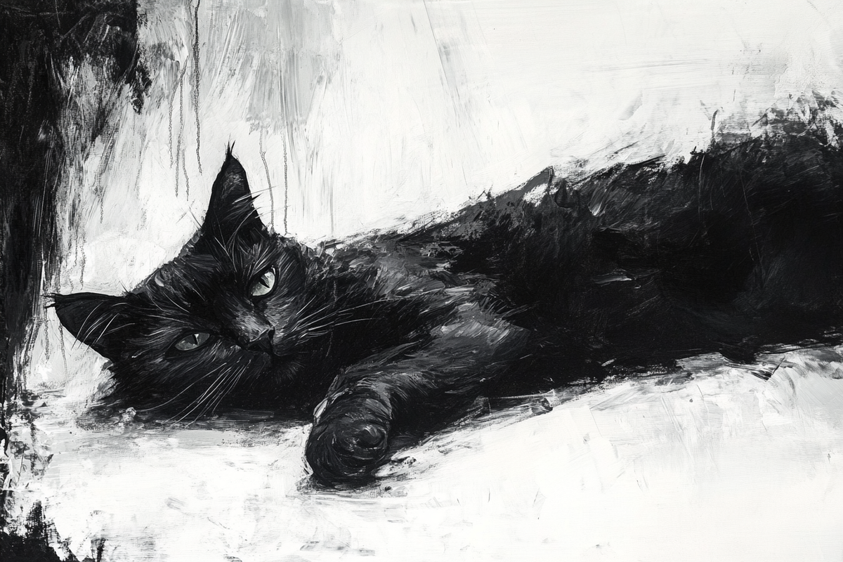 Black Cat Serenity Canvas