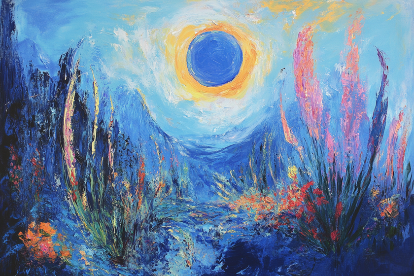 Blue Sun Landscape Canvas