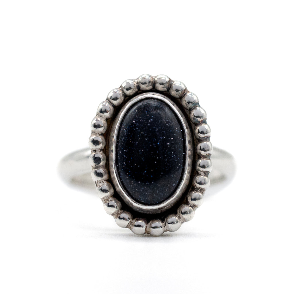 Blue Sandstone Cocktail Ring - Size T