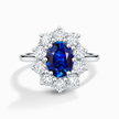 Blue Sapphire Halo Engagement Ring in Sterling Silver