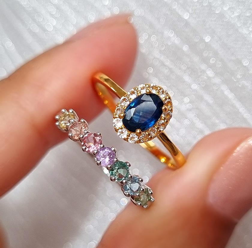 Blauer Saphirring in 18k Gold Vermeil