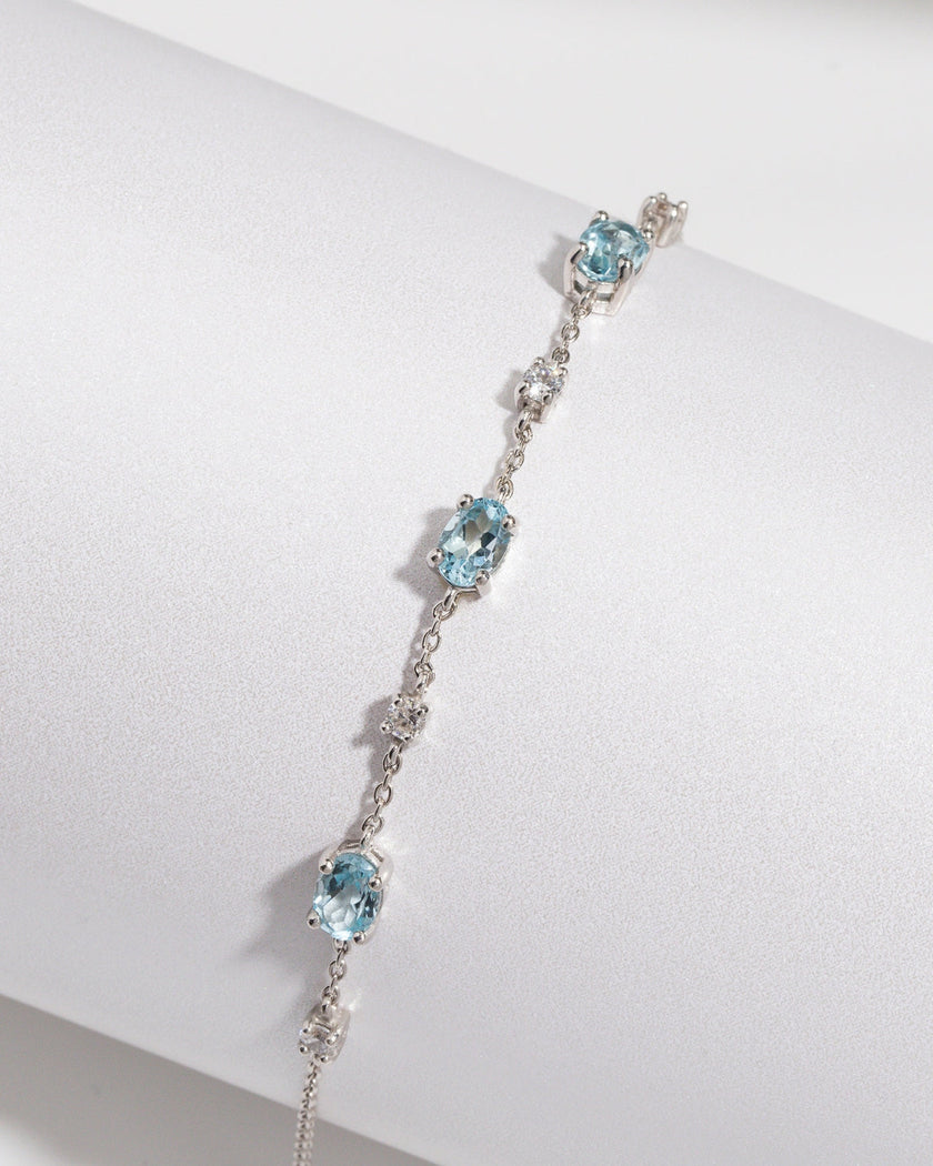 Komplettes Set – Schmuckset mit blauem Topas in Sterlingsilber