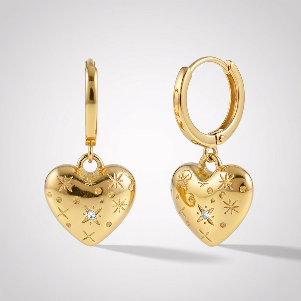 Blythe Bubble Heart Huggies | 18k Gold Plated