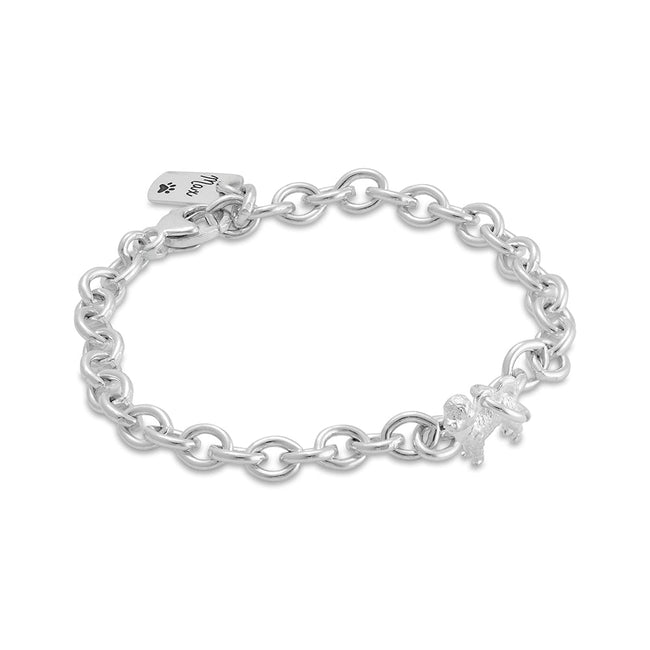 Pulsera con dije de perro Cavapoo plateado