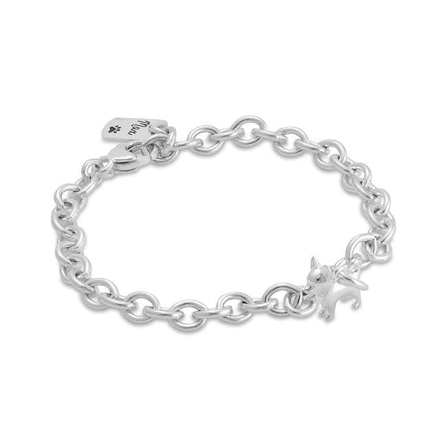 Pulsera con dije de perro chihuahua plateado