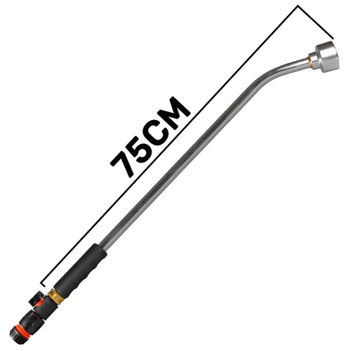75cm Garden Watering Lance with Quick Connect Valve (Black) and Hose Connector