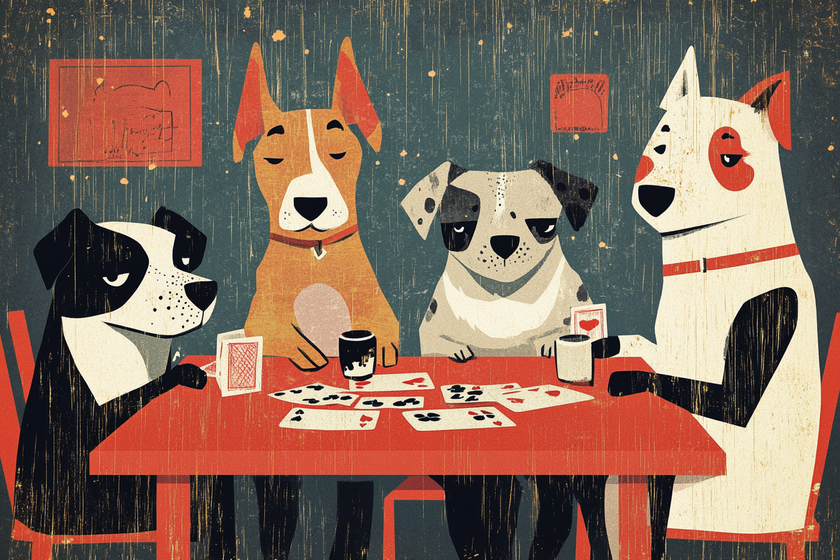Canine Card Players Canvas