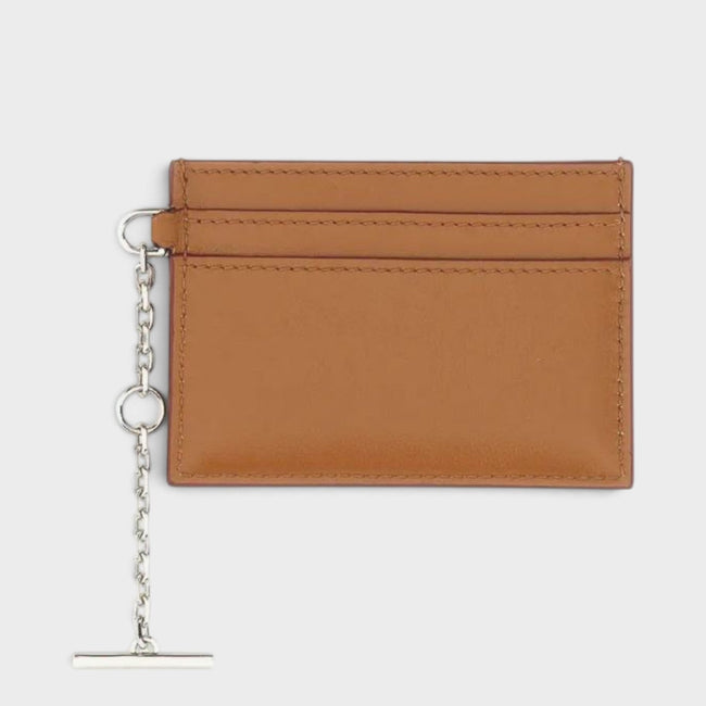 Porte-cartes en cuir marron avec logo Sling