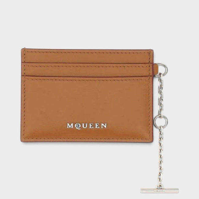 Porte-cartes en cuir marron avec logo Sling