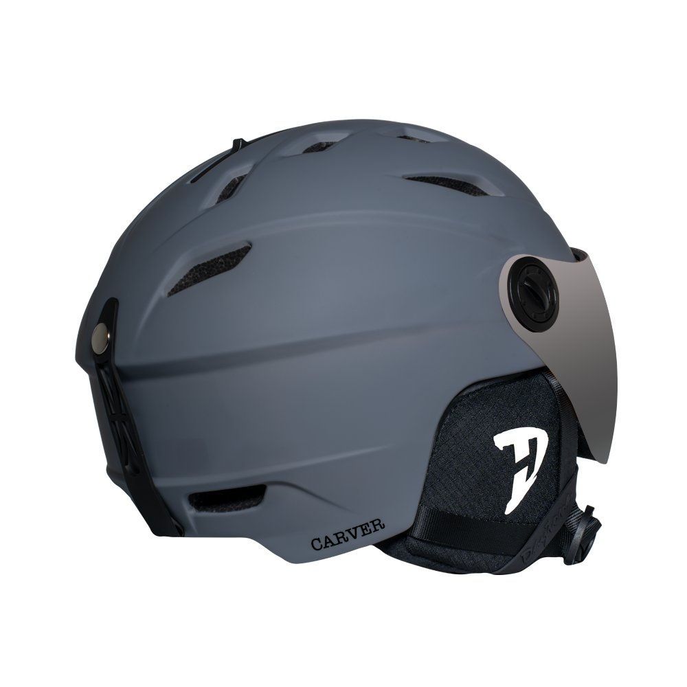 Casco de esquí Daytona Carver - Casco de esquí ajustable para hombres, mujeres y jóvenes - Gris mate con visera antivaho