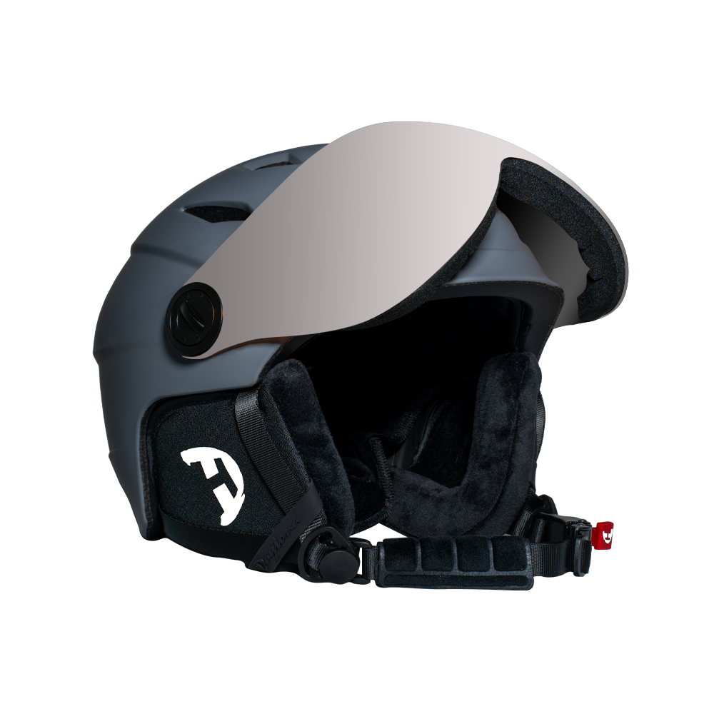 Casco de esquí Daytona Carver - Casco de esquí ajustable para hombres, mujeres y jóvenes - Gris mate con visera antivaho