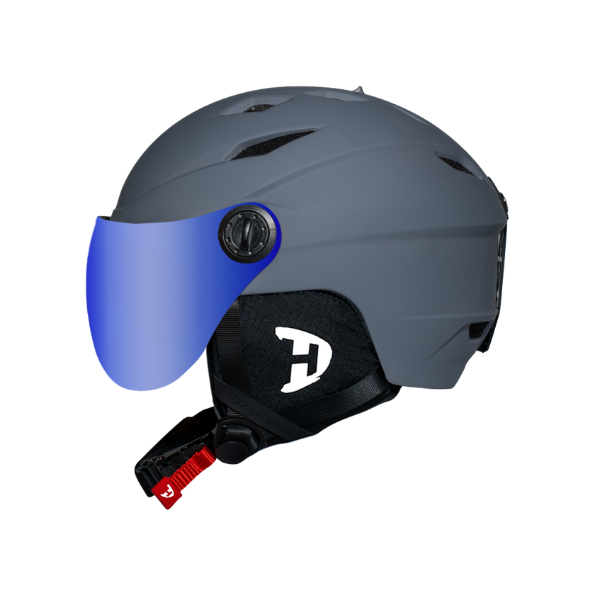 Casco de esquí Daytona Carver - Casco de esquí ajustable para hombres, mujeres y jóvenes - Gris mate con visera antivaho