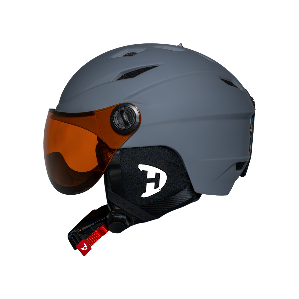 Casco de esquí Daytona Carver - Casco de esquí ajustable para hombres, mujeres y jóvenes - Gris mate con visera antivaho