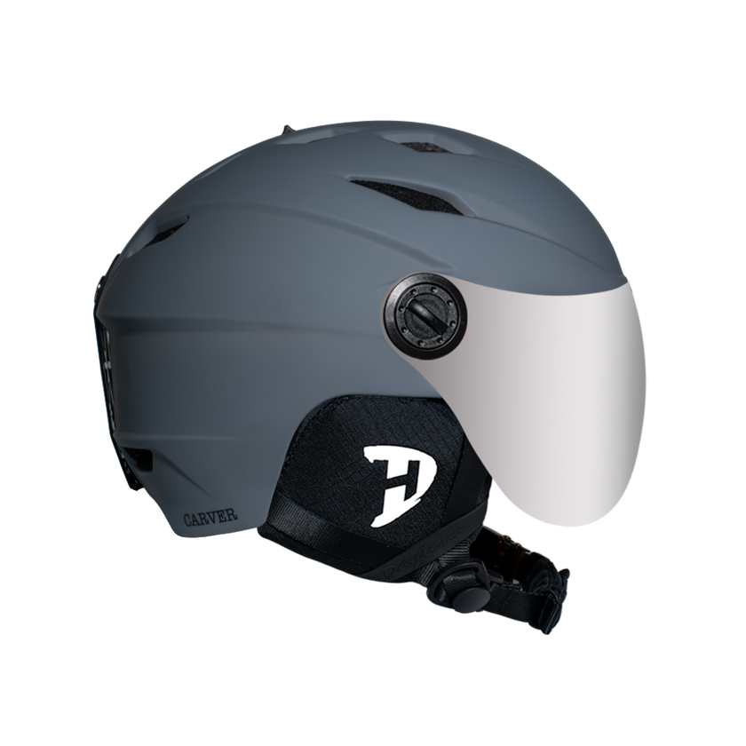 Casco de esquí Daytona Carver - Casco de esquí ajustable para hombres, mujeres y jóvenes - Gris mate con visera antivaho