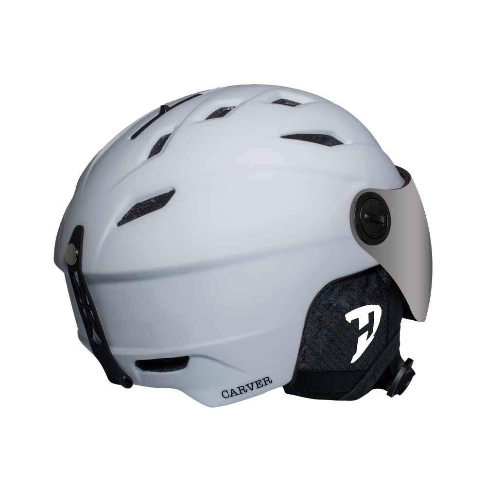 Casco de esquí Daytona Carver - Casco de esquí ajustable para hombres, mujeres y jóvenes - Blanco tiza mate con visera antivaho