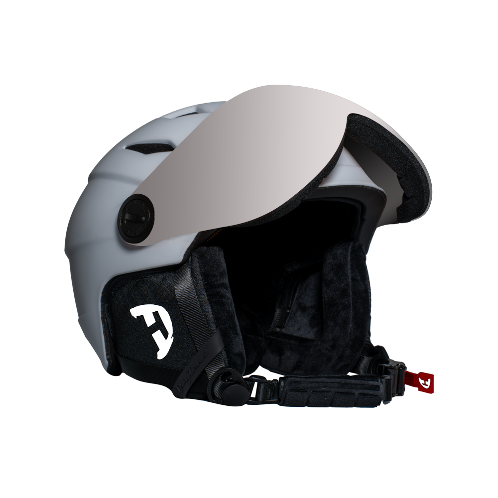 Casco de esquí Daytona Carver - Casco de esquí ajustable para hombres, mujeres y jóvenes - Blanco tiza mate con visera antivaho