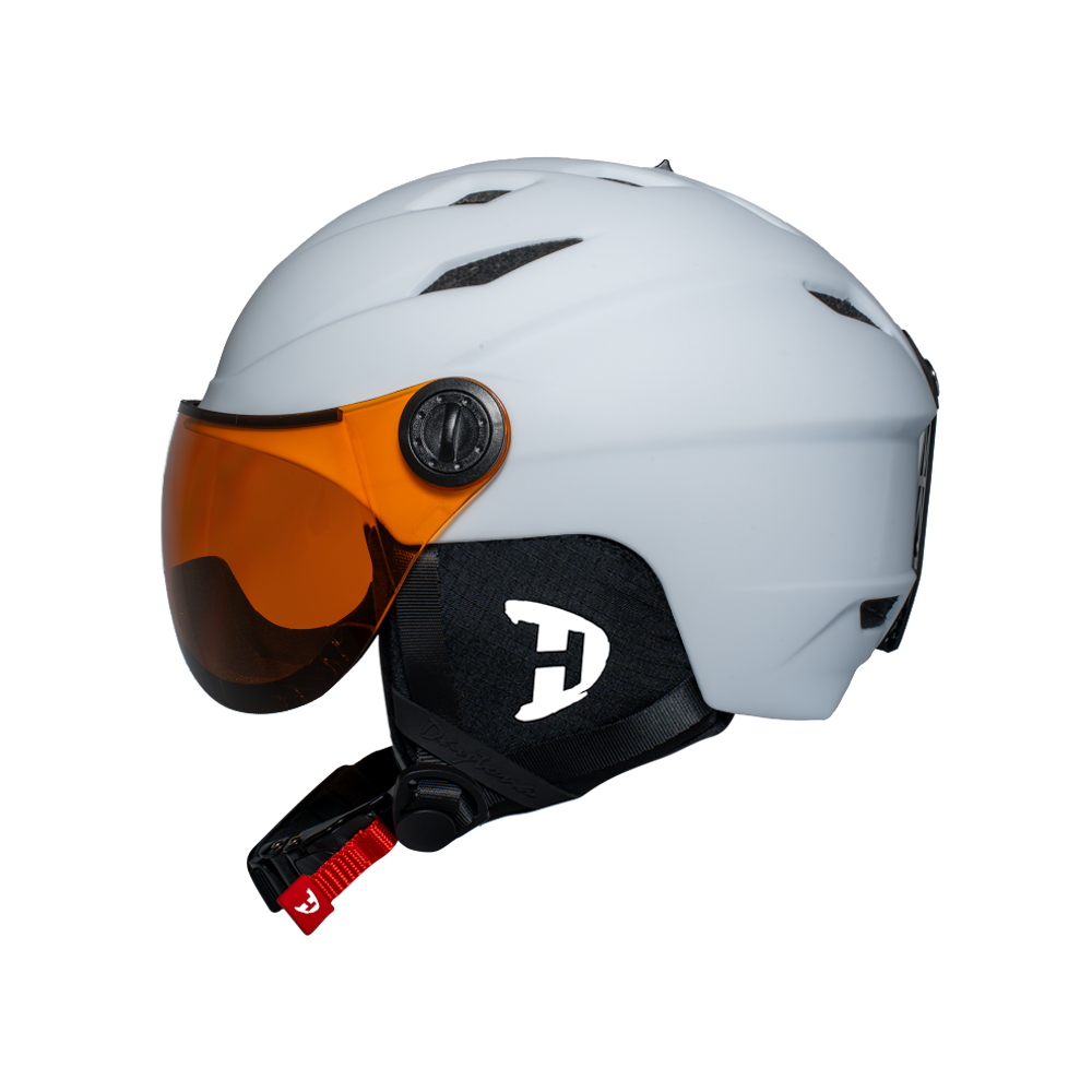 Casco de esquí Daytona Carver - Casco de esquí ajustable para hombres, mujeres y jóvenes - Blanco tiza mate con visera antivaho