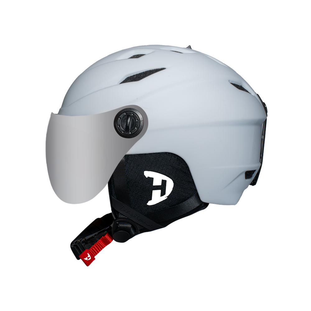 Casco de esquí Daytona Carver - Casco de esquí ajustable para hombres, mujeres y jóvenes - Blanco tiza mate con visera antivaho