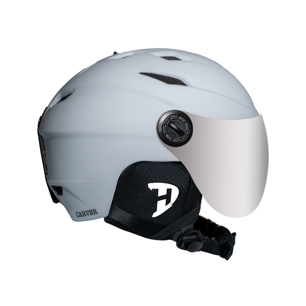Casco de esquí Daytona Carver - Casco de esquí ajustable para hombres, mujeres y jóvenes - Blanco tiza mate con visera antivaho
