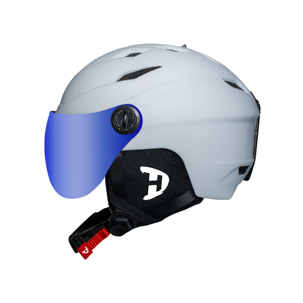 Casco de esquí Daytona Carver - Casco de esquí ajustable para hombres, mujeres y jóvenes - Blanco tiza mate con visera antivaho