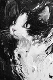 Cat Swirl Monochrome Canvas
