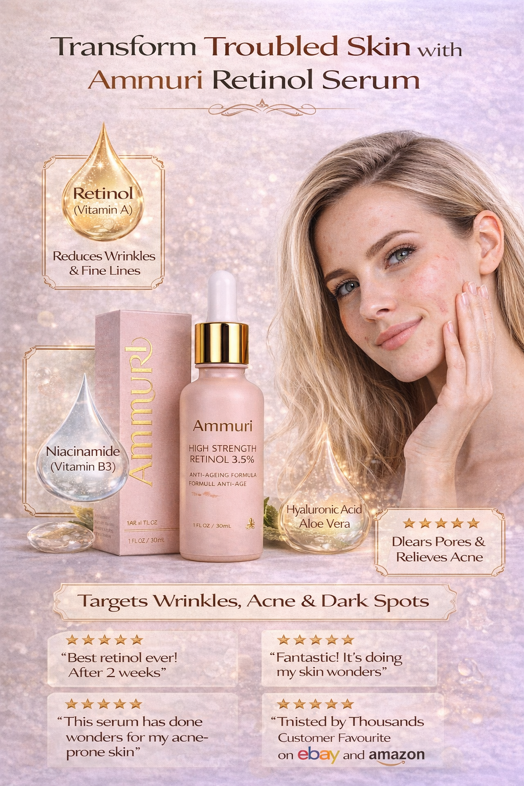 High Strength Retinol 3.5% Serum for Anti-Ageing & Skin Firming | Ammuri