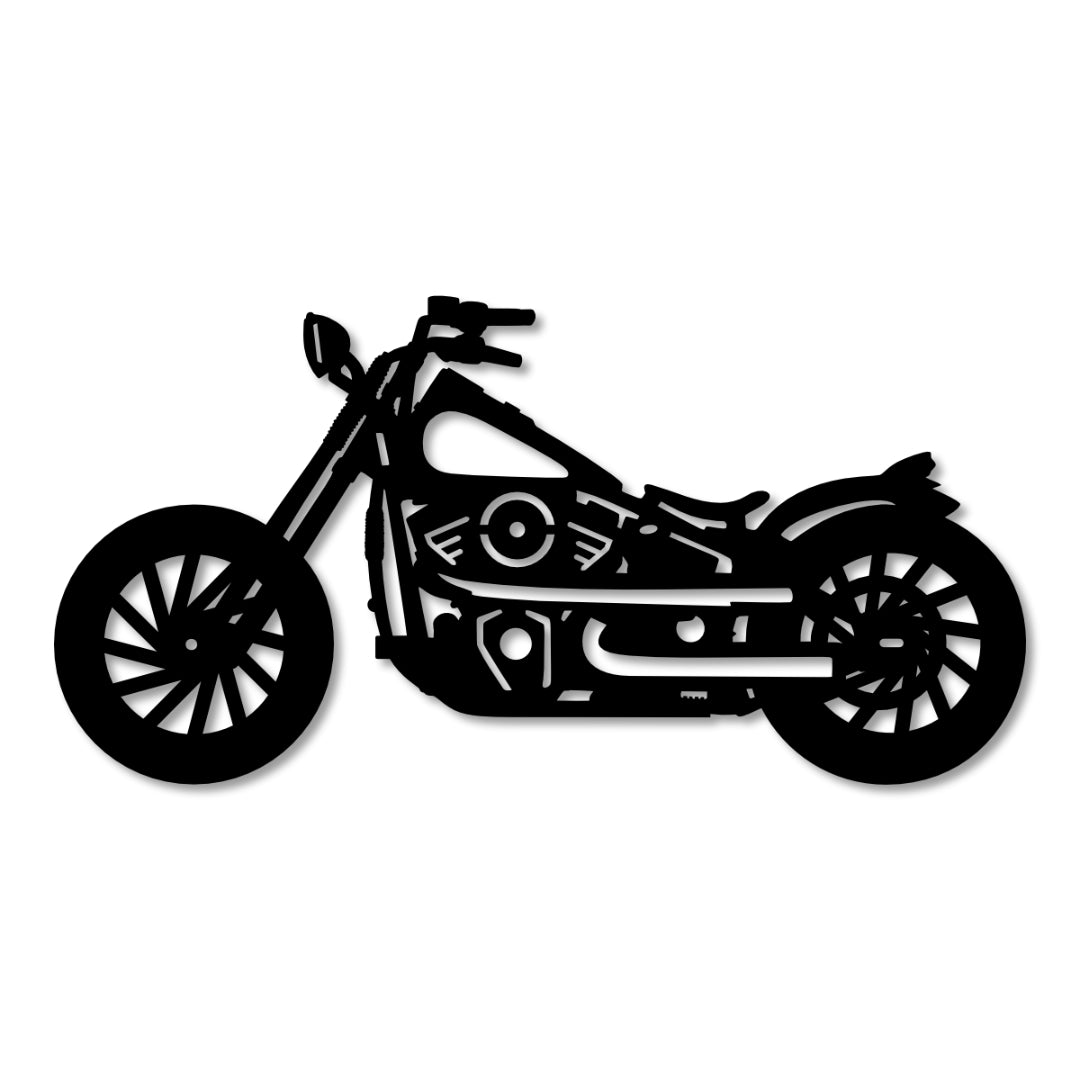 Classic Chopper Motorbike Metal Wall Art – 30cm | Gloss Black