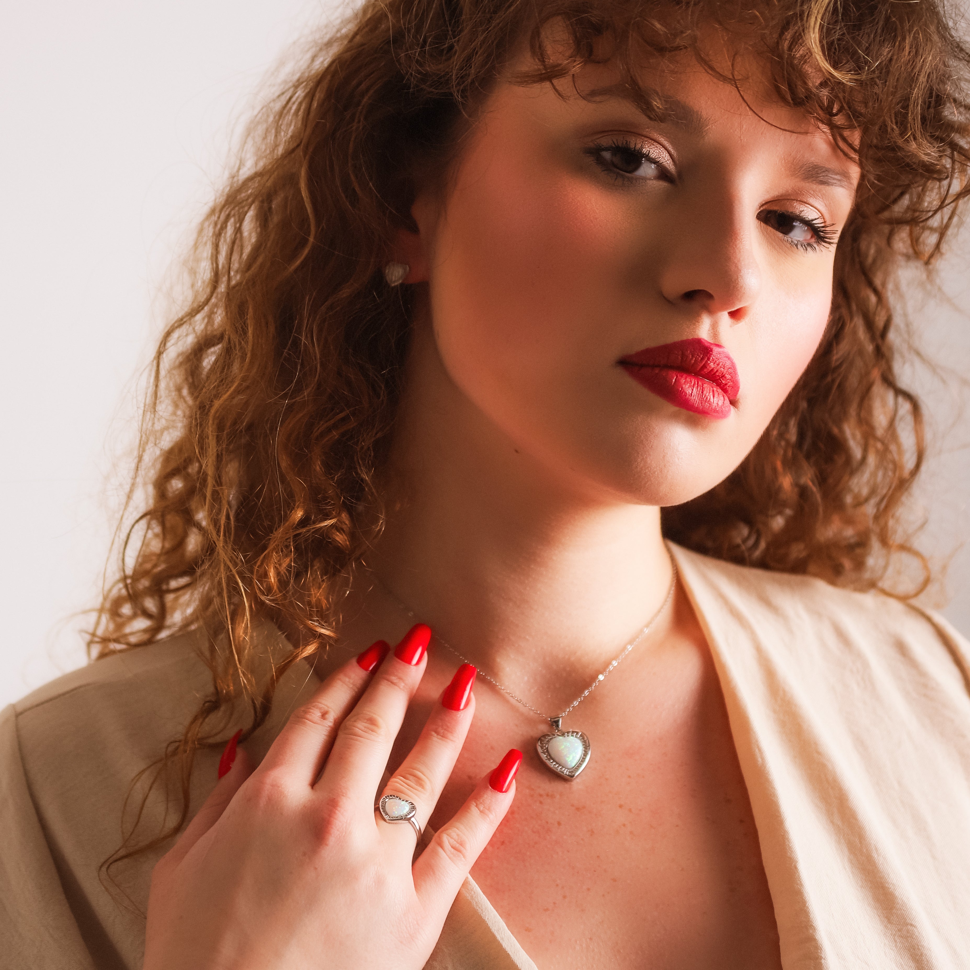 Cora Opal Heart Necklace | 925 Sterling Silver