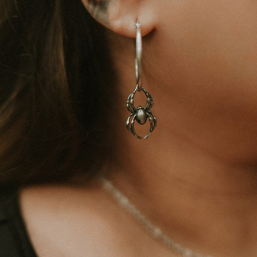 Orb Weaver Spider Hoop Earrings