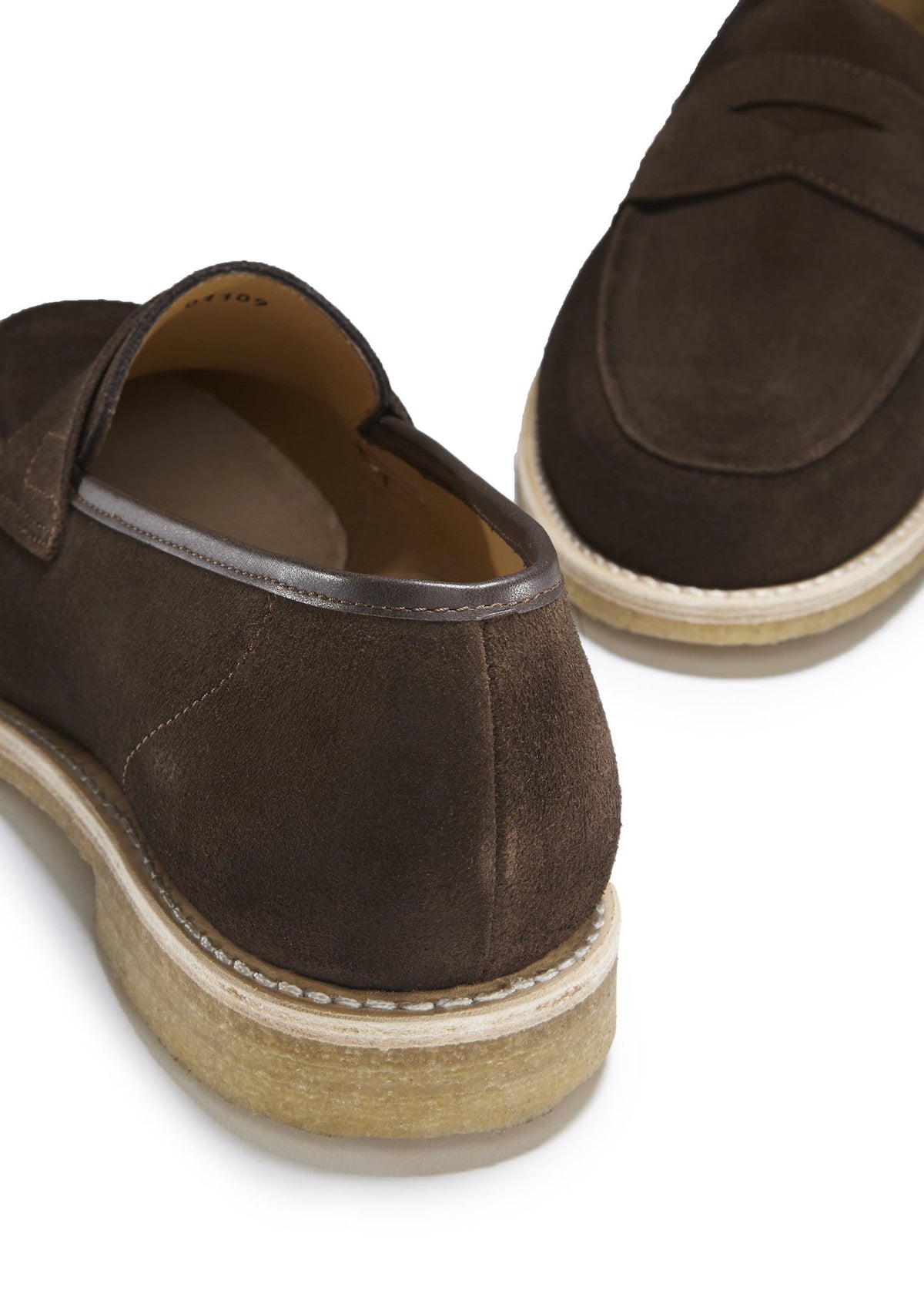 Brown Suede Loafers, Crepe Rubber Welted Sole