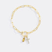 Kreuz-Charm-Geburtsstein-Armband mit Büroklammer-Kette