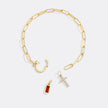 Kreuz-Charm-Geburtsstein-Armband mit Büroklammer-Kette