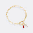 Kreuz-Charm-Geburtsstein-Armband mit Büroklammer-Kette