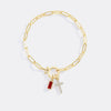 Kreuz-Charm-Geburtsstein-Armband mit Büroklammer-Kette