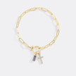 Kreuz-Charm-Geburtsstein-Armband mit Büroklammer-Kette