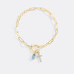 Kreuz-Charm-Geburtsstein-Armband mit Büroklammer-Kette