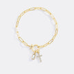 Kreuz-Charm-Geburtsstein-Armband mit Büroklammer-Kette