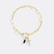 Kreuz-Charm-Geburtsstein-Armband mit Büroklammer-Kette