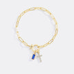 Kreuz-Charm-Geburtsstein-Armband mit Büroklammer-Kette