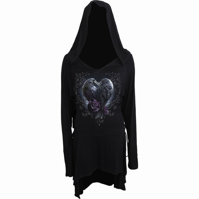 RAVEN HEART - Black Widow Gothic Kapuzenkleid