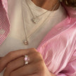 Silver Pink Topaz Trilogy Claw Ring