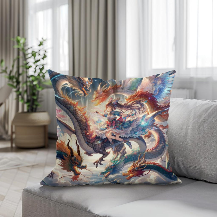 Elemental Dragon Dance Cotton Cushion